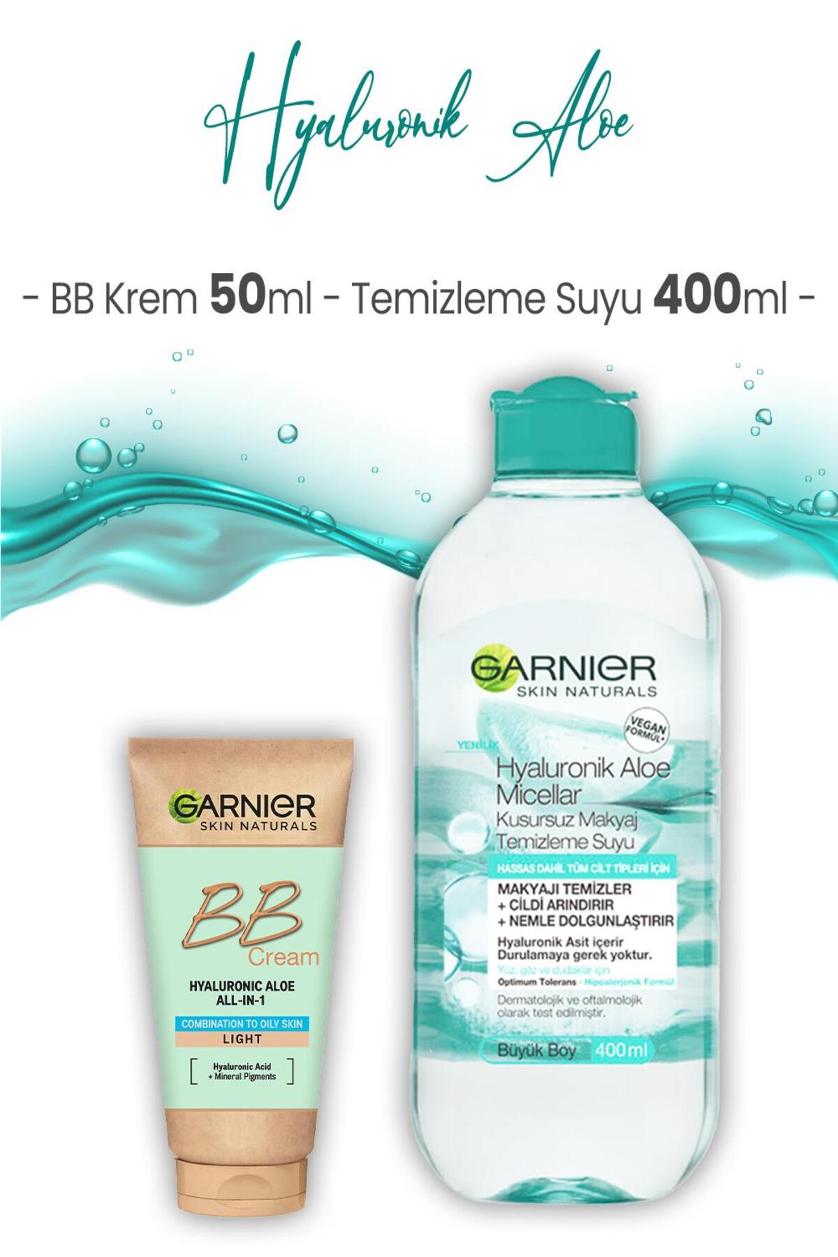 Micellar Temizleme Suyu Hyaluronik Aloe 400 ml Ve Bb Krem Açık Ton 50 ml