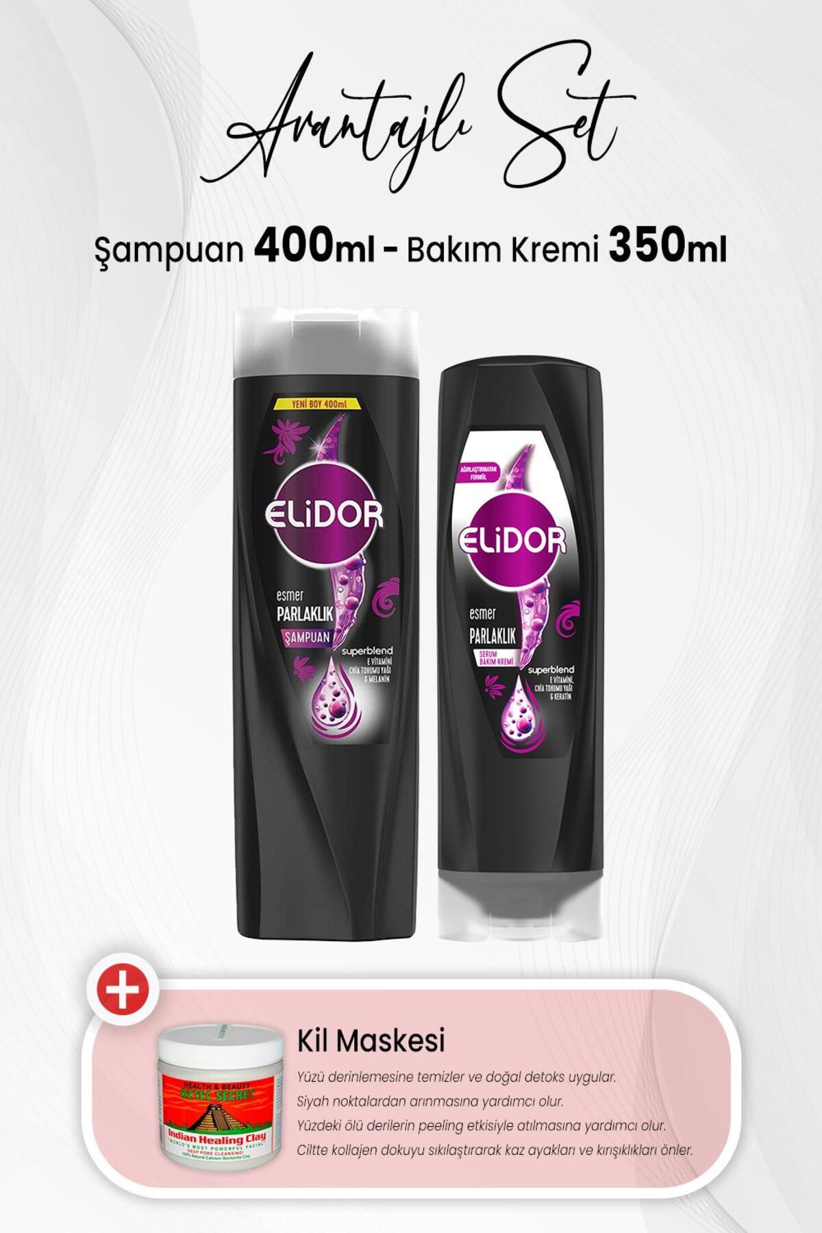 Superblend Esmer Parlaklık Şampuan 400 ml, Serum Bakım 350 ml ve Kil Maskesi