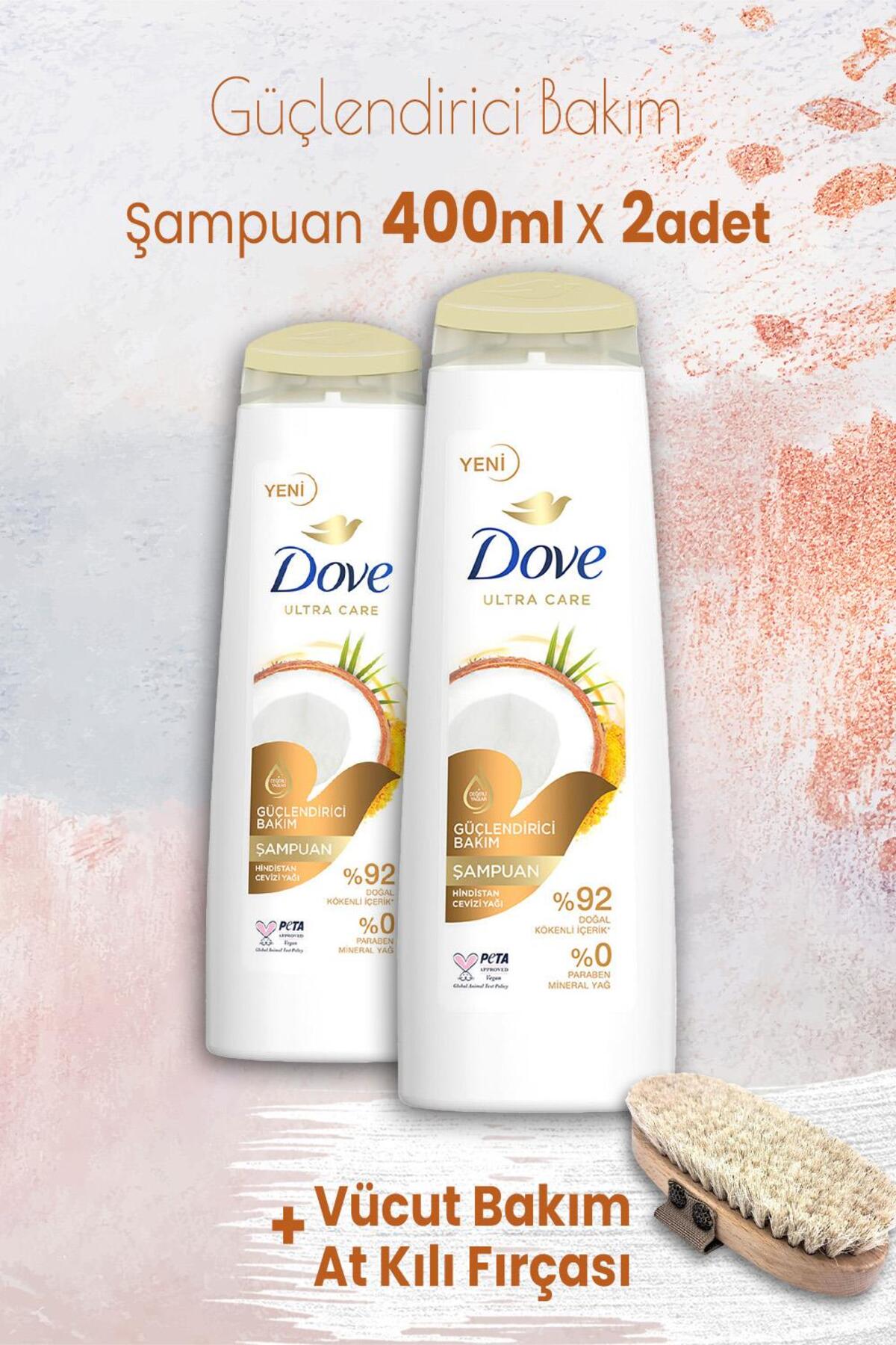 Ultra Care Şampuan Güçlendirici Bakım 400 ml x 2 Adet ve Vücut Bakım At Kılı Fırçası