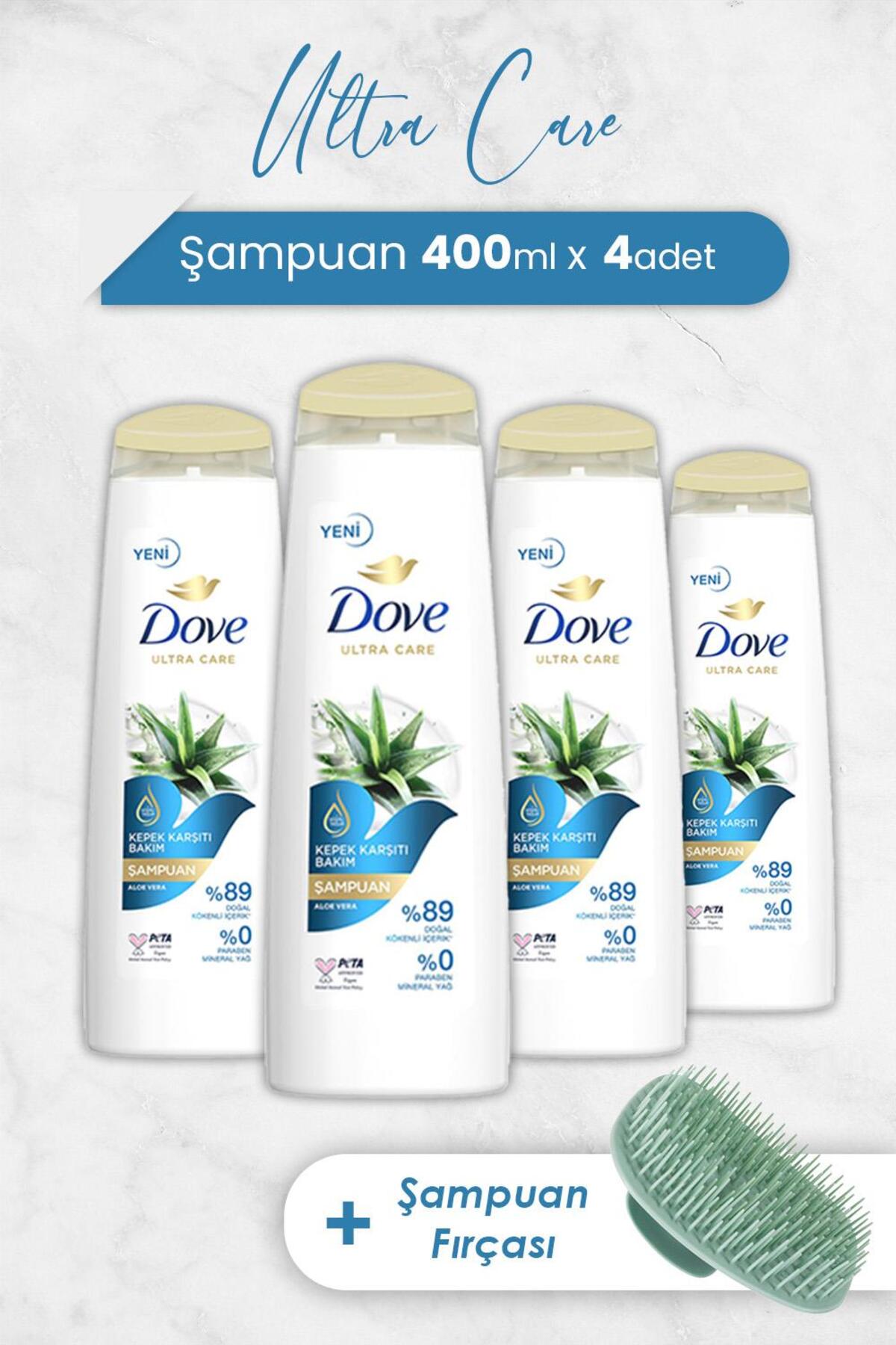 Ultra Care Şampuan Aloe Vera 400 ml x 4 Adet ve Şampuan Fırçası