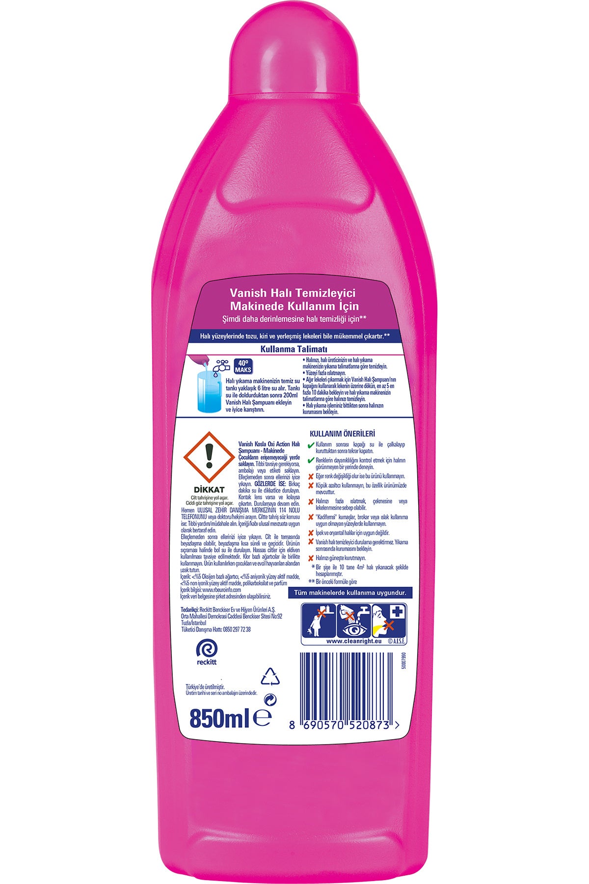 Halı Şampuanı Makinede 850 ml
