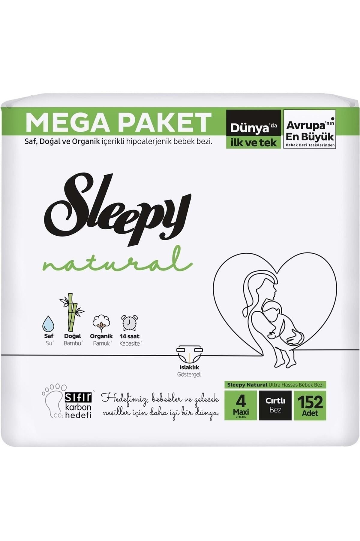 Bebek Bezi Natural Beden:4 (7-14kg) Maxi 456 Adet Aylık Mega Pk