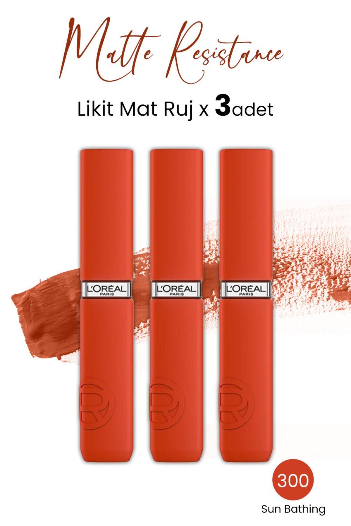 Loreal Paris Infaillible Matte Resistance Likit Mat Ruj - 300 Sun Bathing x 3 Adet