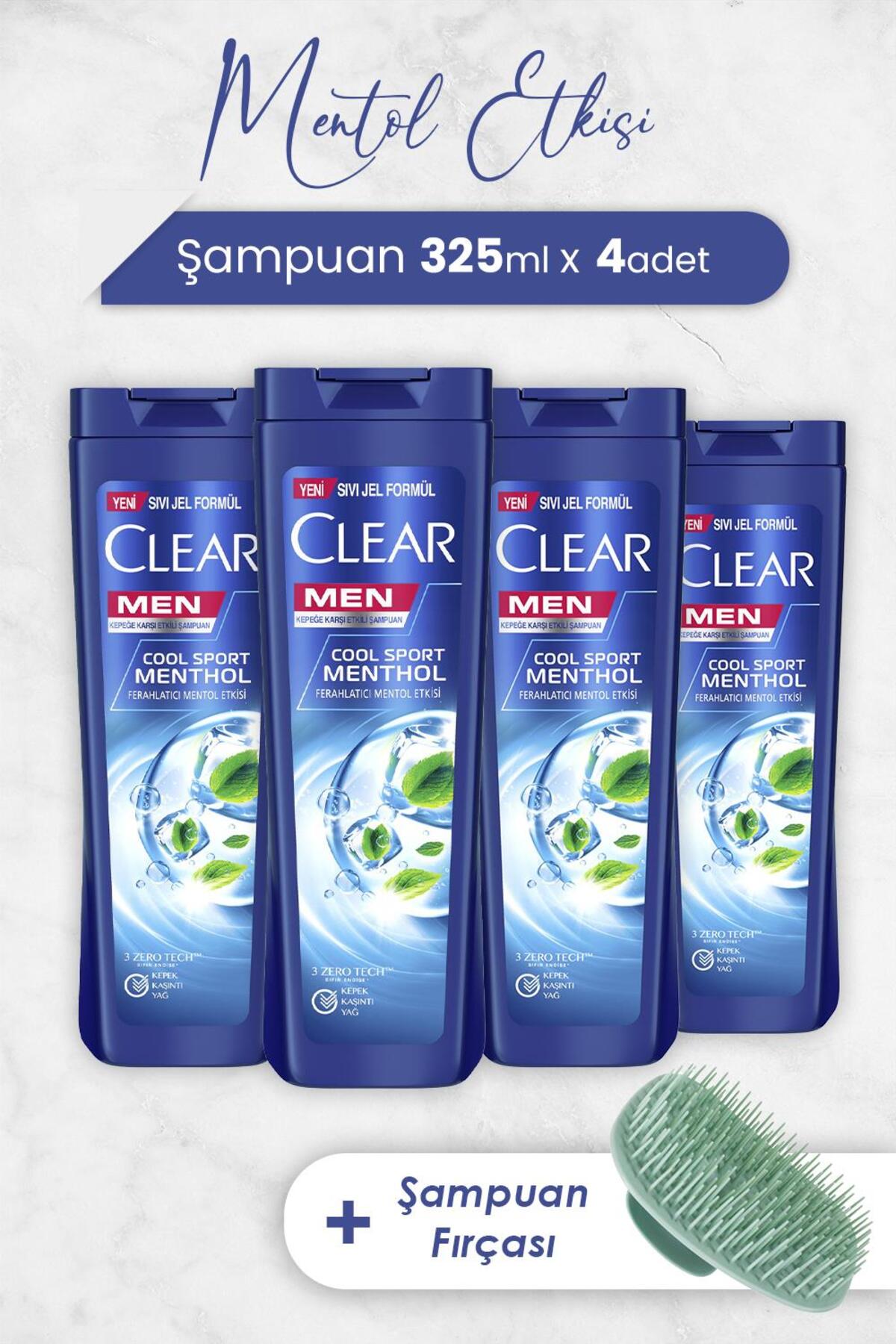 Men Ferahlatıcı Mentol Etkisi 325 ml x 4 Adet ve Şampuan Fırçası