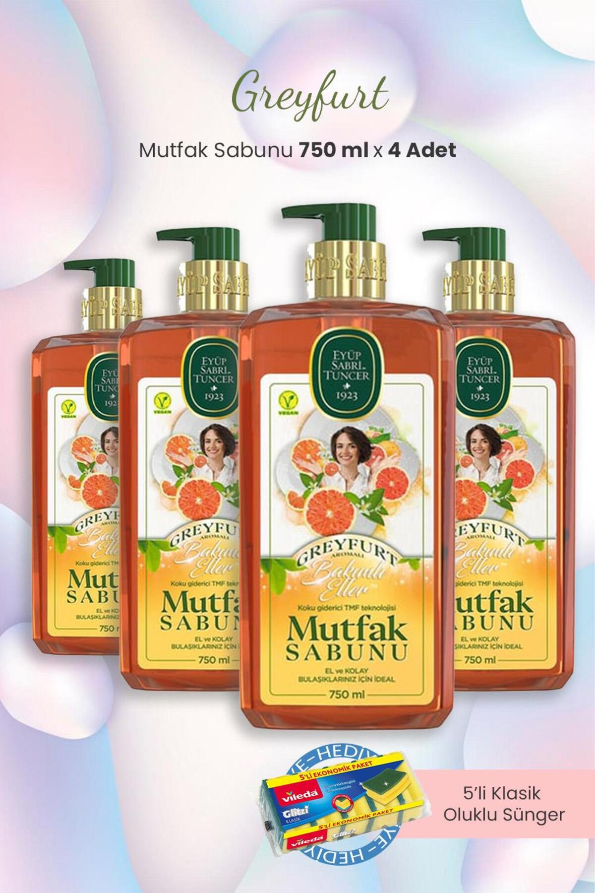 Greyfurt 4'lü Mutfak Sabunu 750 ml ve Bulaşık Süngeri