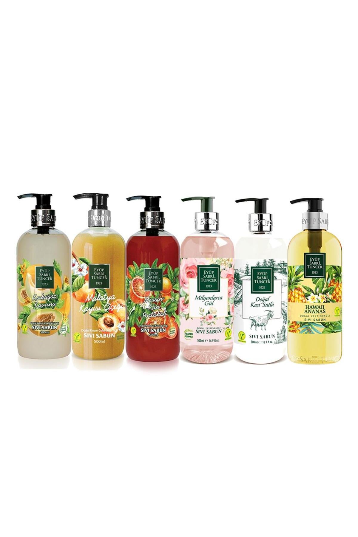 Sıvı Sabun Set Kavun, Kayısı, Kan Portakalı, Milyonlarca Gül, Kiraz, Ananas 500 Ml