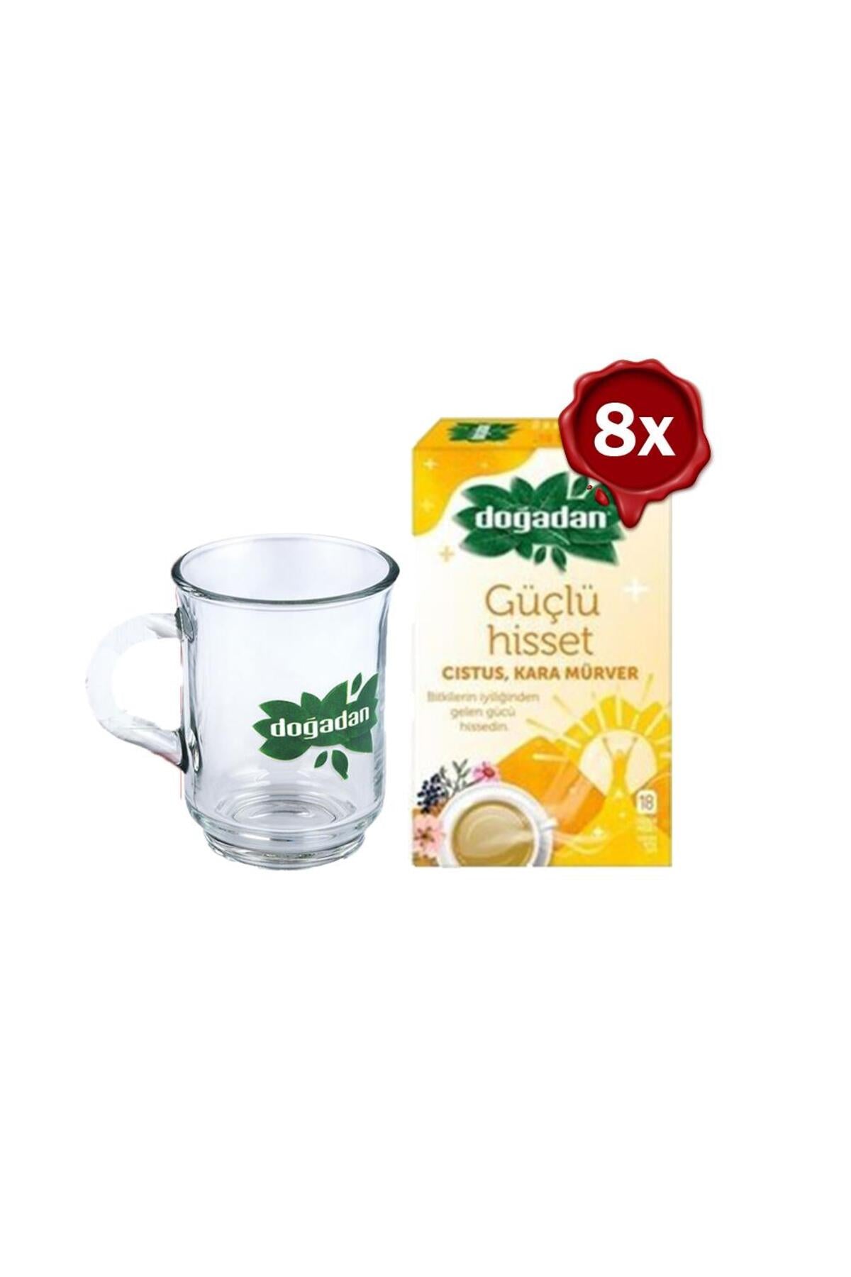 Güçlü Hisset Bitki Çayı 18'li x 8 ve Cam Bardak Hediyeli