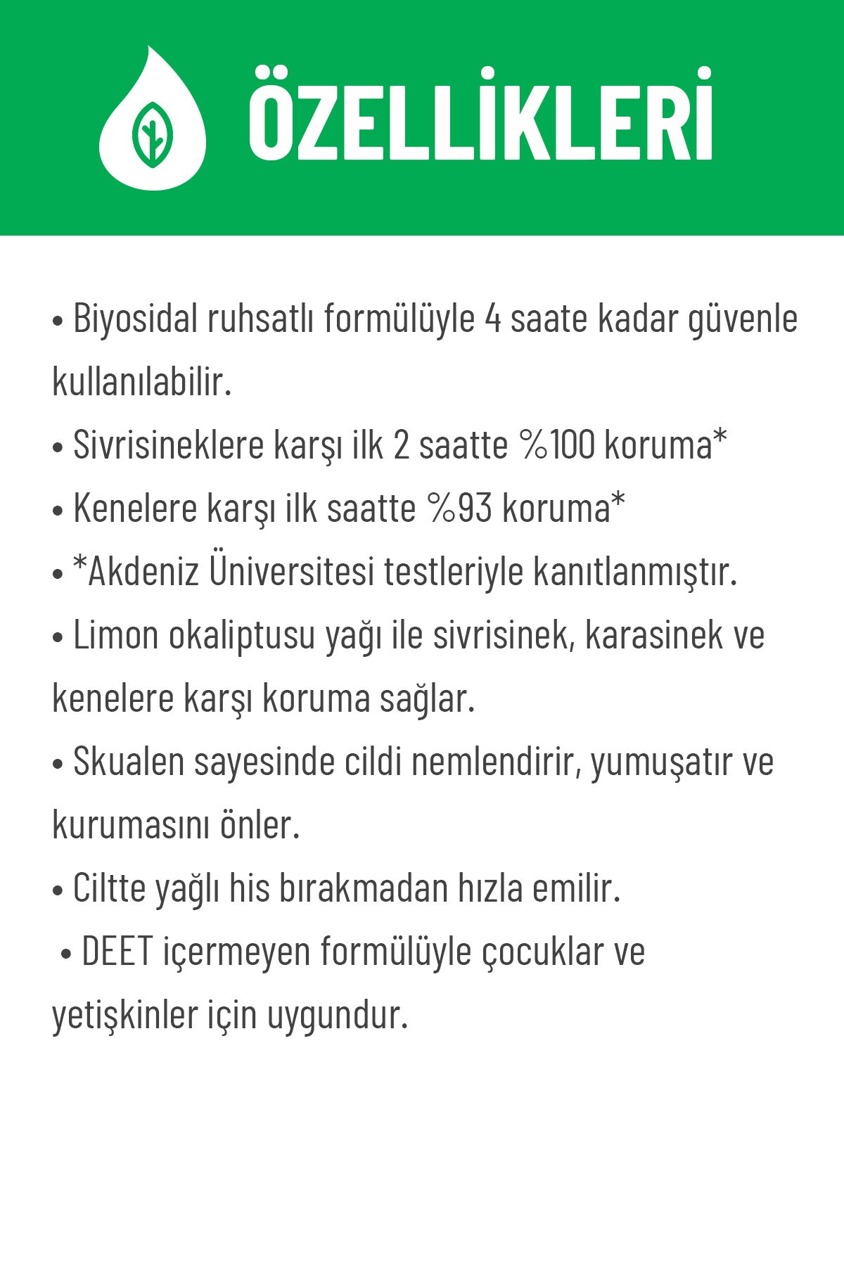 Sivrisinek ve Kene Kovucu Sprey Losyon Bitkisel Tüm Vücut İçin Aile Boy 100 ml