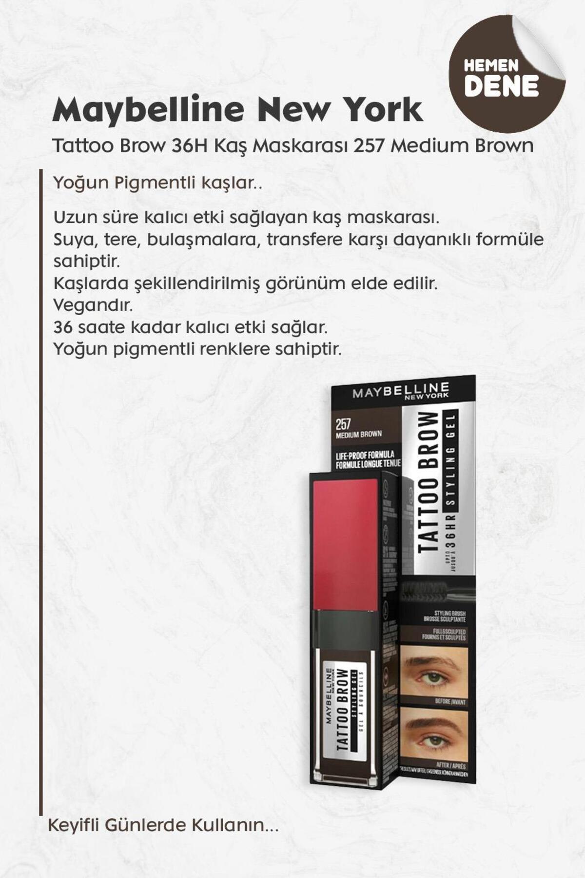 Maybelline Tattoo Brow 36H Kaş Maskarası 257 Medium Brown