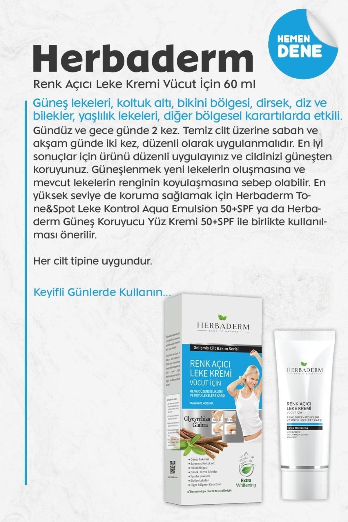 Renk Açıcı Leke Kremi Vücut Için 60 ml