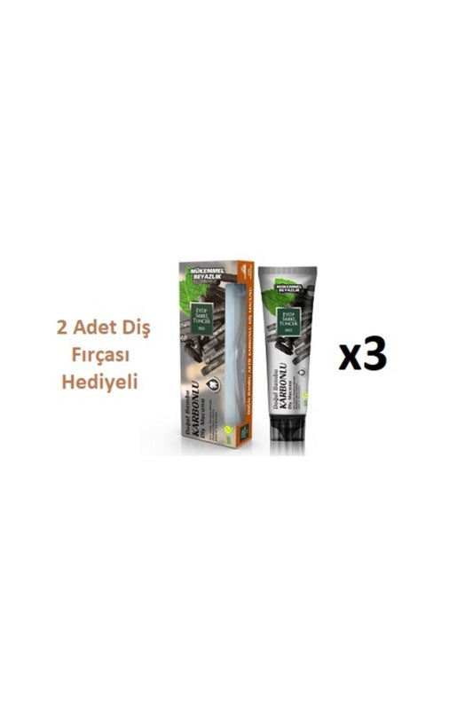Doğal Bambu Aktif Karbonlu Diş Macunu + 2 Adet Diş Fırçası Hediye ( 3 Adet )