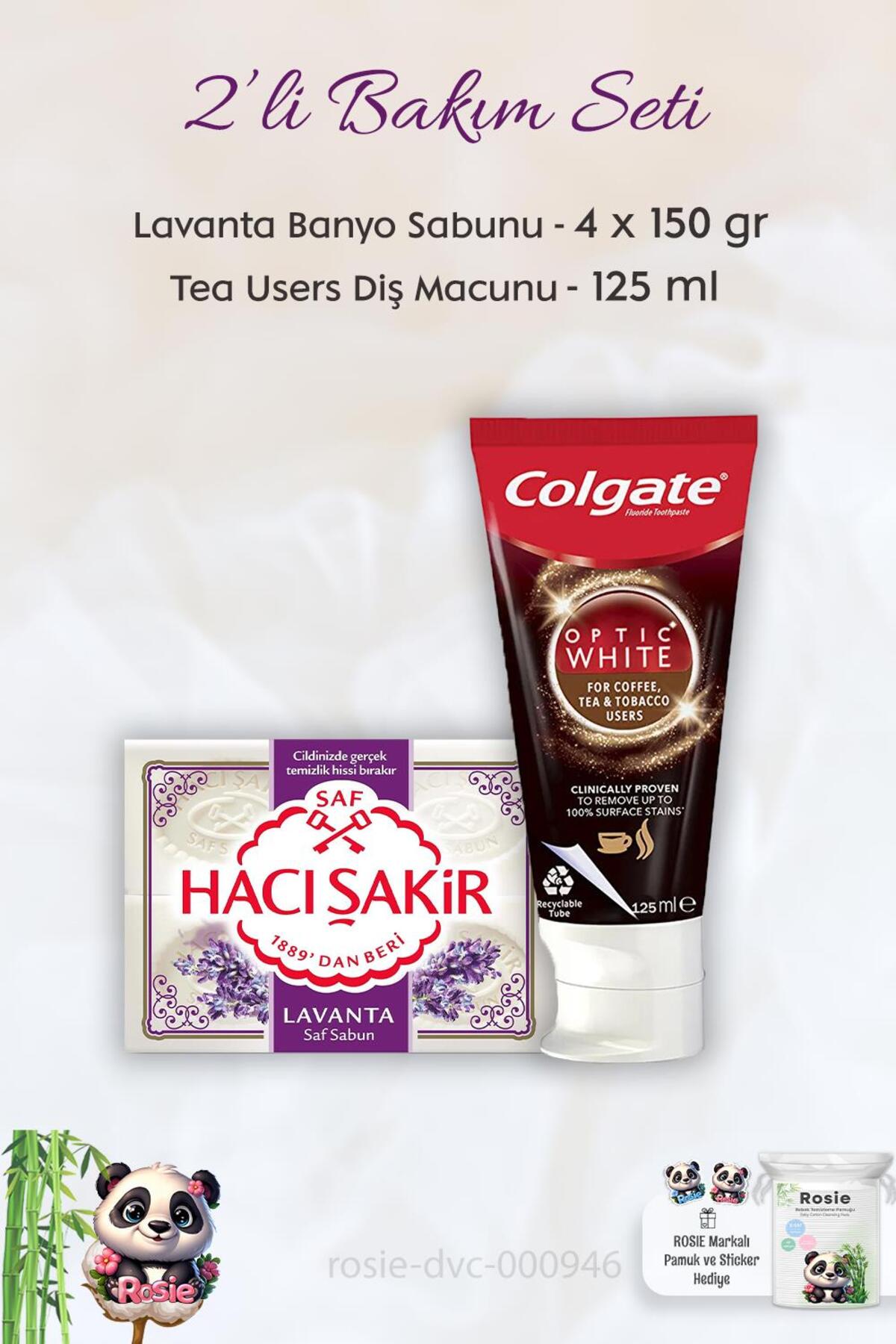 Hassasiyete Çözüm Diş Macunu 75 ml, H. Şakir Lavanta Kokulu Banyo Sabunu 4 x 150 gr ve ROSIE