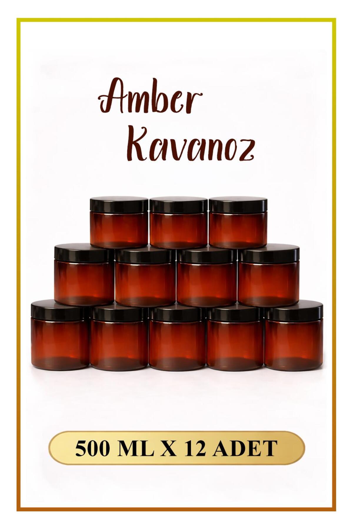 12 Adet - Amber Kavanoz 500 ML, Çok Amaçlı Saklama Kabı (Mutfak & Banyo)