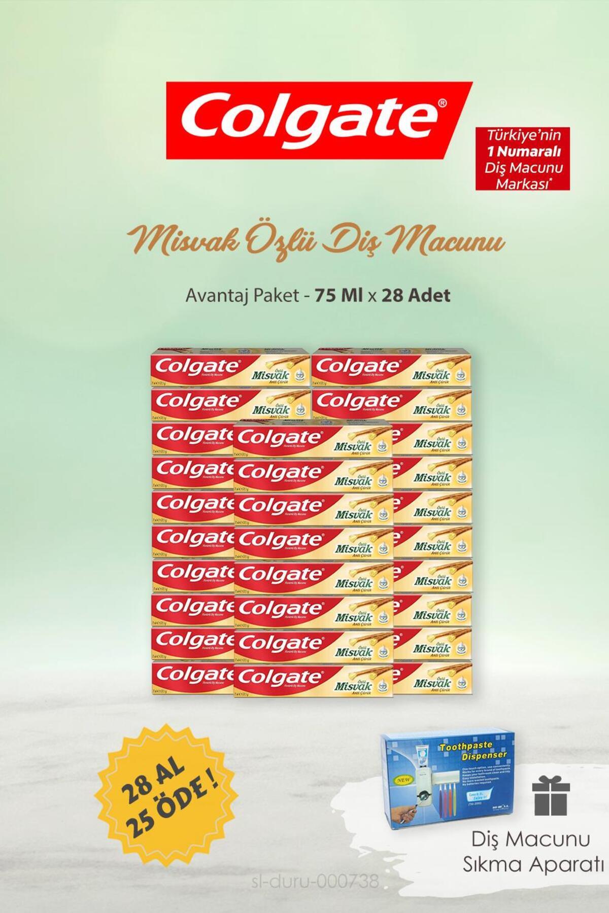 28 AL 25 ÖDE Diş Macunu Misvak Özlü 75 ml ve Diş Macunu Sıkma Aparatı Hediye