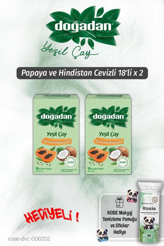 2'li Yeşil Çay Papaya Hindistan Cevizli 18'li ve Rosie Pamuk