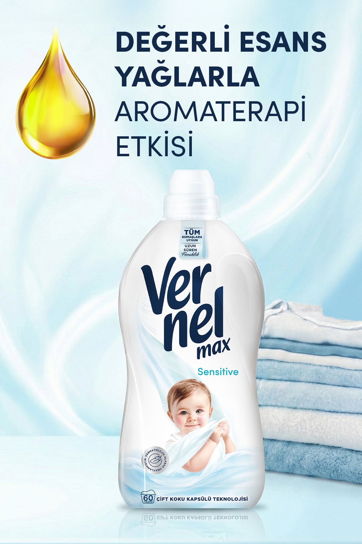 Max Sensetive Konsantre Çamaşır Yumuşatıcısı 1440 ml (60 YIKAMA) (hasas Ve Alerjik Ciltler Için )