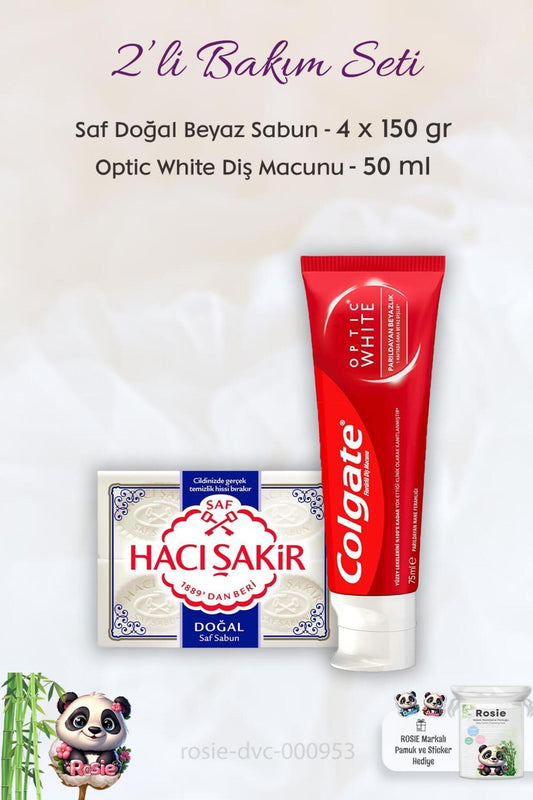 Optic White Parıldayan Beyazlık 50 ml, H. Şakir Saf Doğal Sabun 4 x 150 gr ve ROSIE
