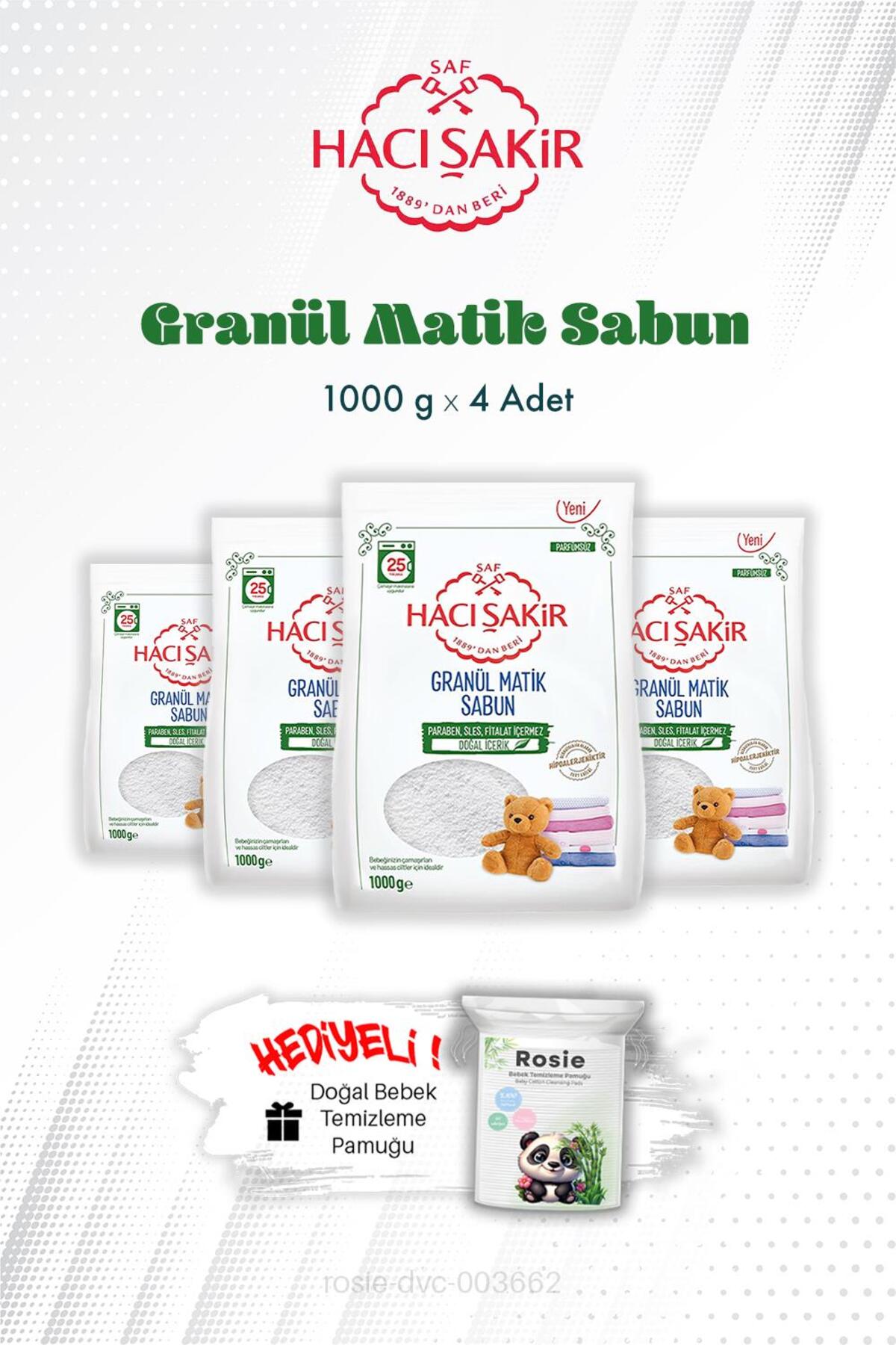 4 Adet 1000 gr Granül Matik Çamaşır Deterjanı ve ROSIE