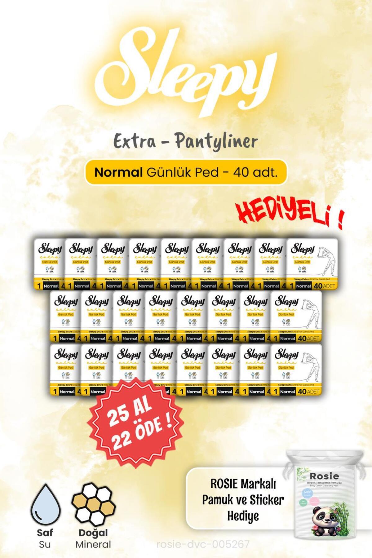 25 AL 22 ÖDE Extra 40'lı Günlük Ped Normal 40'lı ve Rosie Hediye
