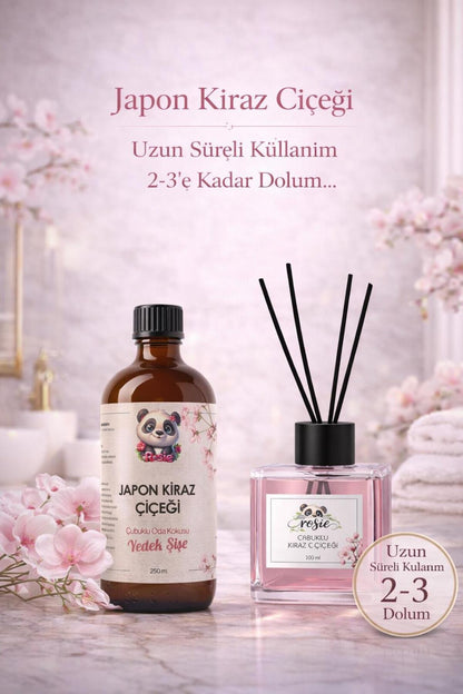 Japon Kiraz Çiçeği Çubuklu Oda Kokusu 250 ml Refil ve 100 ml Difüzör Şişe