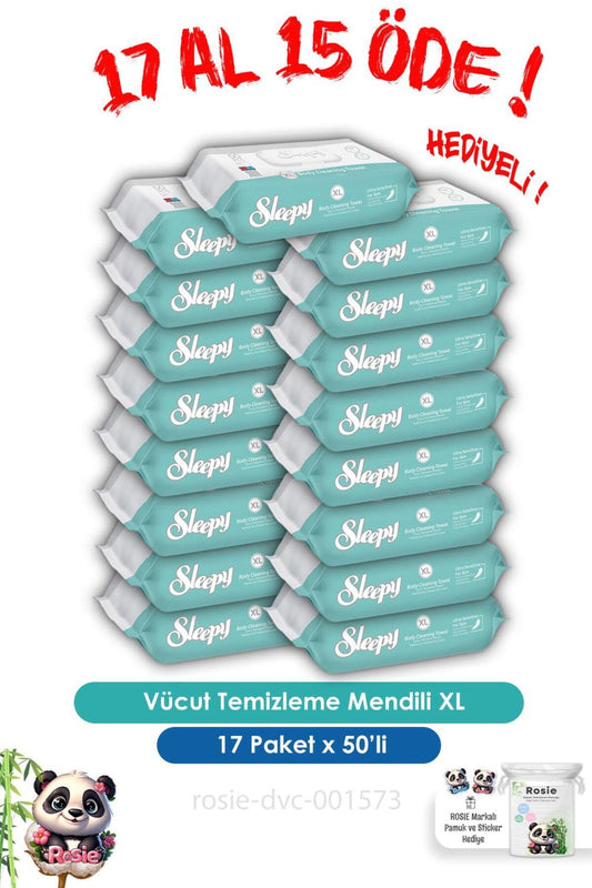 17 AL 15 ÖDE Vücut Temizleme Mendili Xl 50"li ve ROSIE