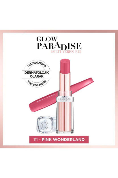 3 Adet Loreal Paris Glow Paradise Lipstick 111 Pink Wonderland ve ROSIE