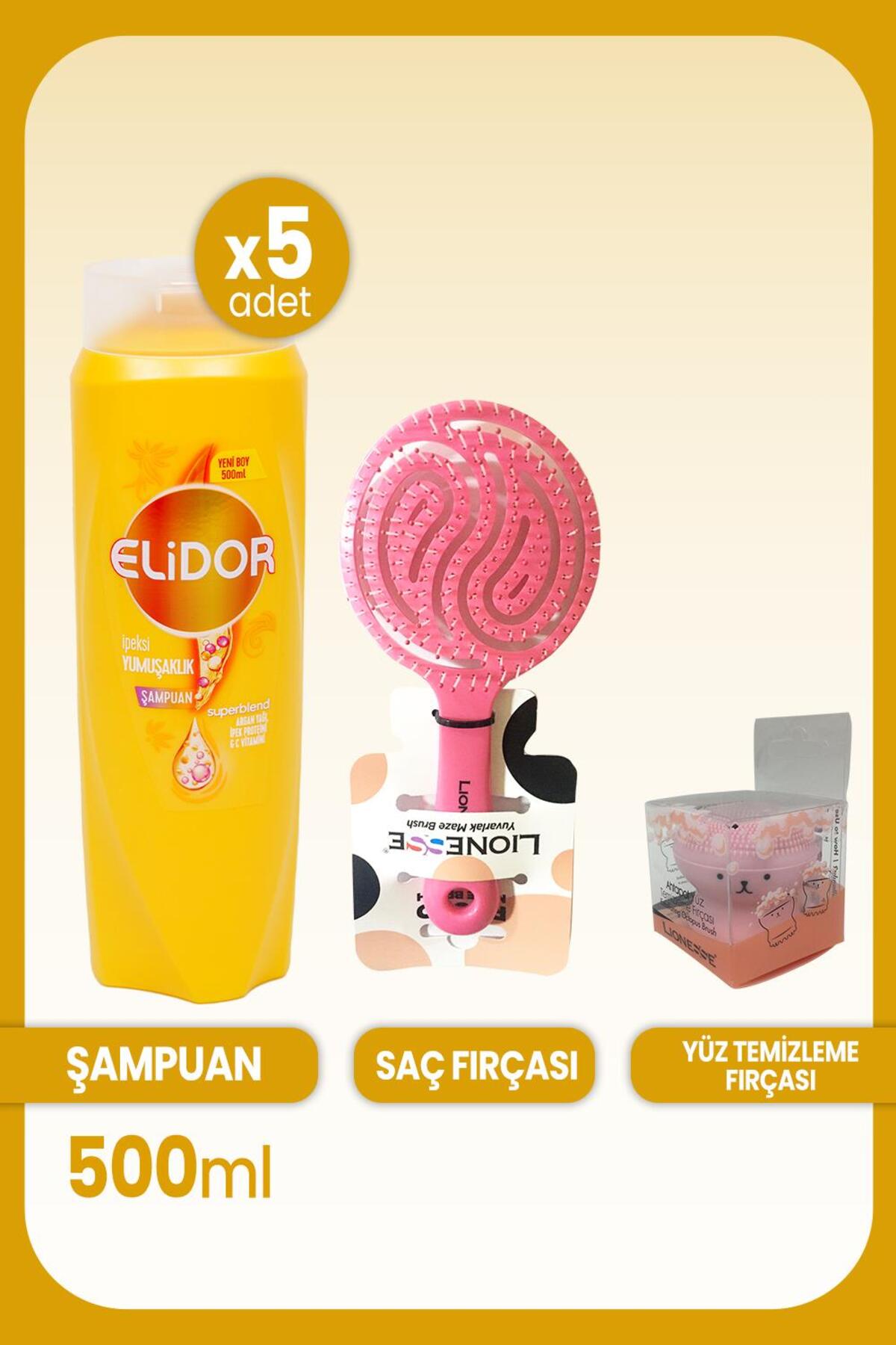 Superblend Şampuan İpeksi Yumuşaklık 500 ml x 5 Adet & Saç ve Yüz Fırçası