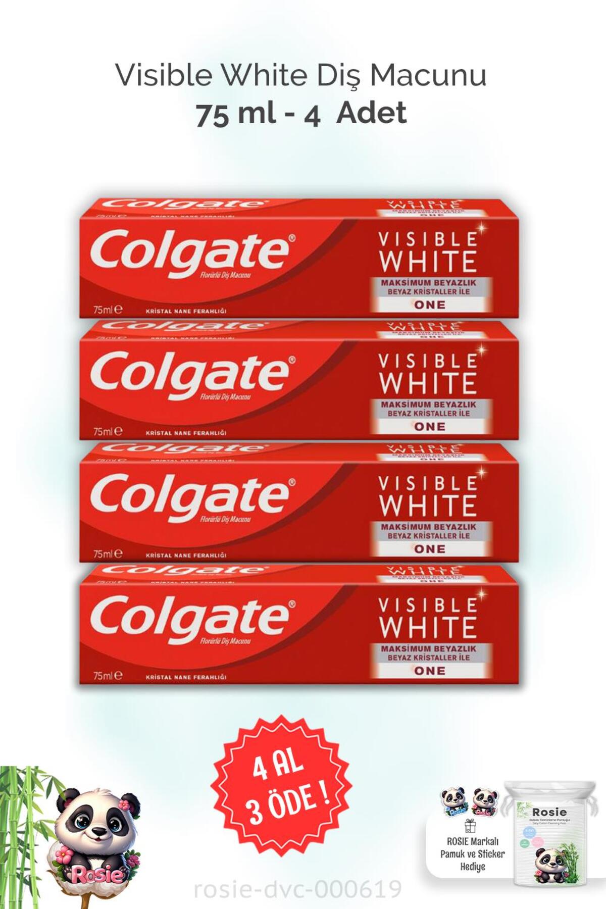 4 AL 3 ÖDE Colgate Visible White Diş Macunu 75 ml ve ROSIE