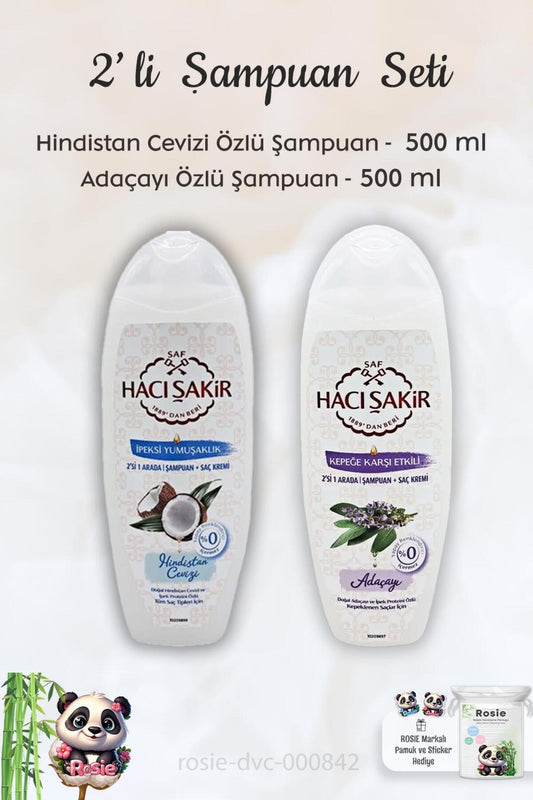 Hindistan Cevizi Şampuan 500 ml, Adaçayı Şampuan 500 ml ve ROSIE
