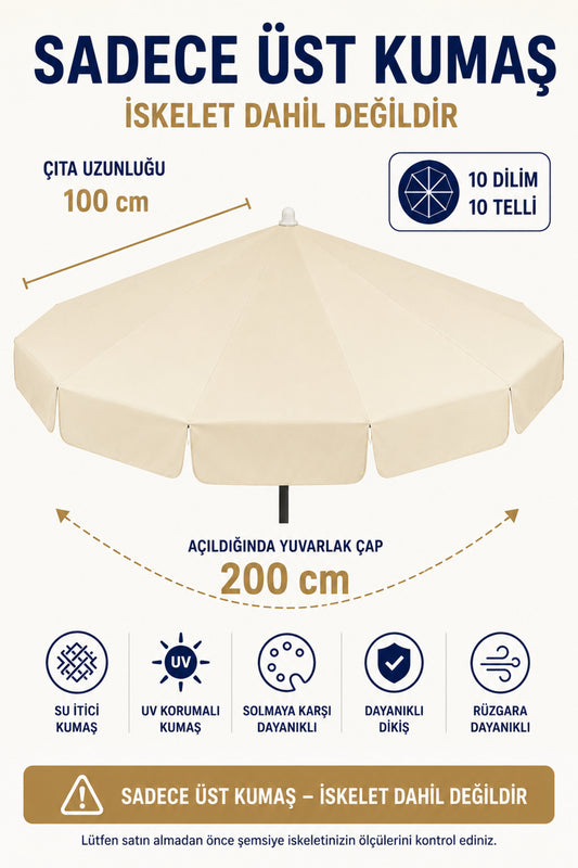 Plaj Şemsiyesi Uyumlu 200/10 Krem Polyester Kumaş