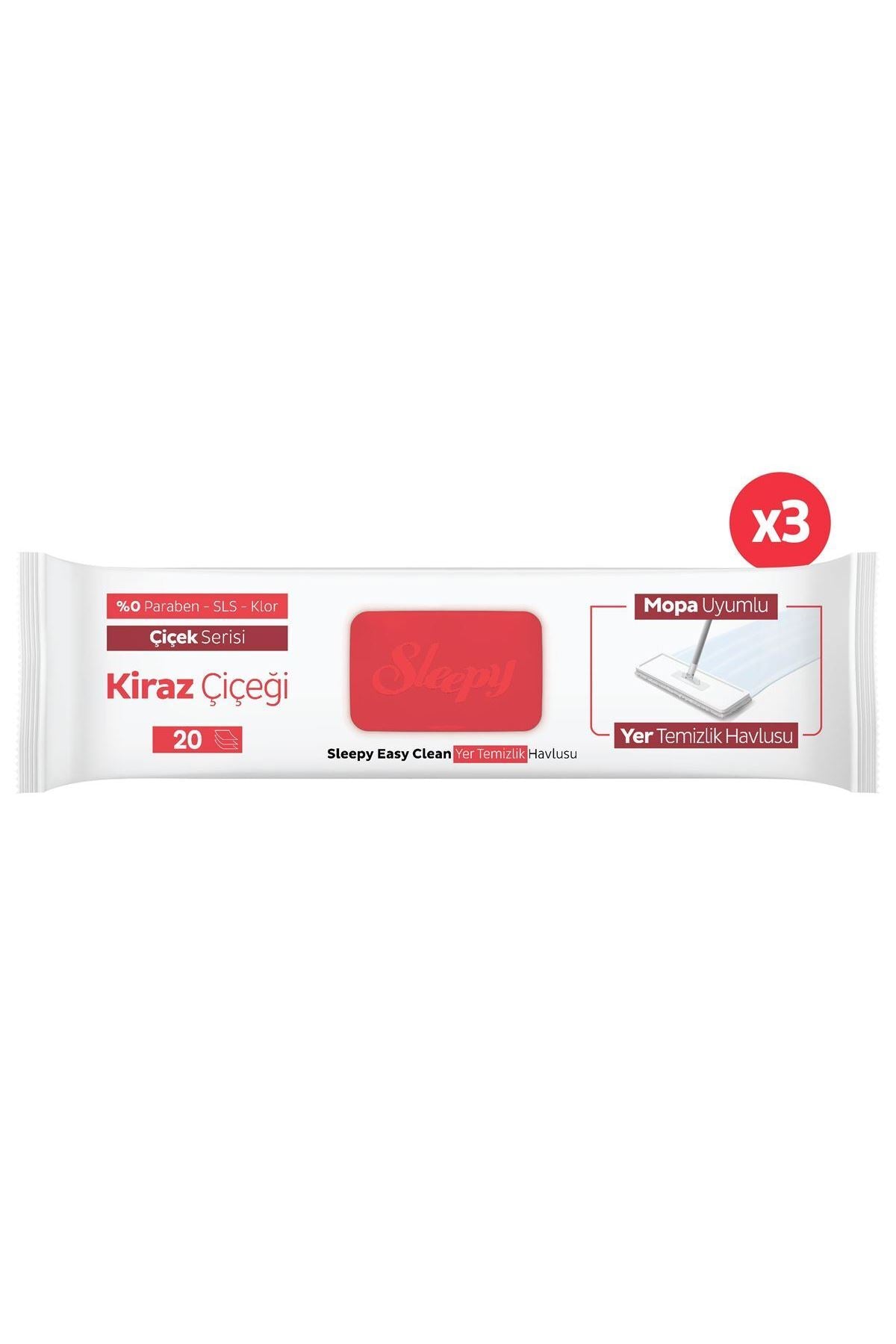 Easy Clean Kiraz Çiçeği Mopa Uyumlu Yer Temizlik Havlusu&mendili 3x20 (60 YAPRAK)