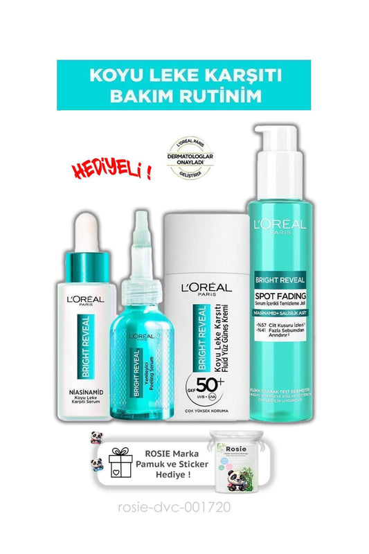 Loreal Paris Bright Reveal Koyu Leke Karşıtı Cilt Bakım Seti & SPF 50+ Koyu Leke Karşıtı Yüz Güneş
