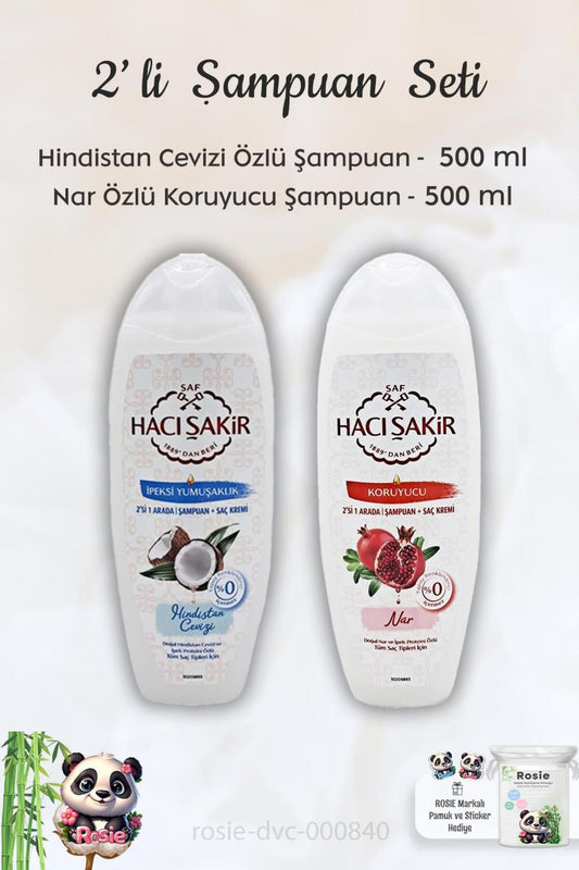Hindistan Cevizi Şampuan 500 ml, Narlı Şampuan 500 ml ve ROSIE