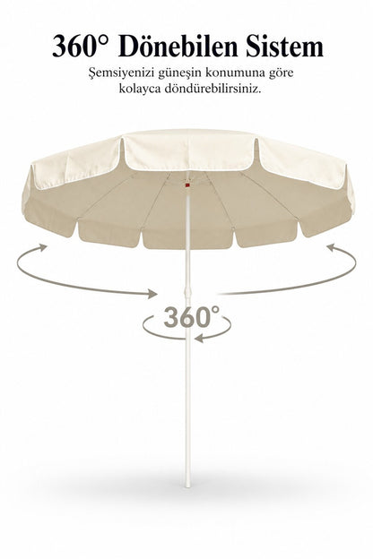 Krem Plaj ve Bahçe Şemsiyesi 200 cm çap / 10 Telli