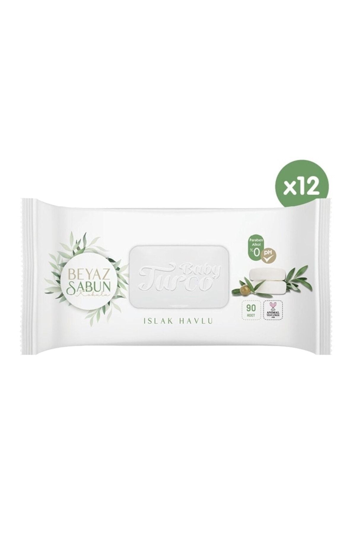 Beyaz Sabun Kokulu Islak Havlu 90'lı X 12
