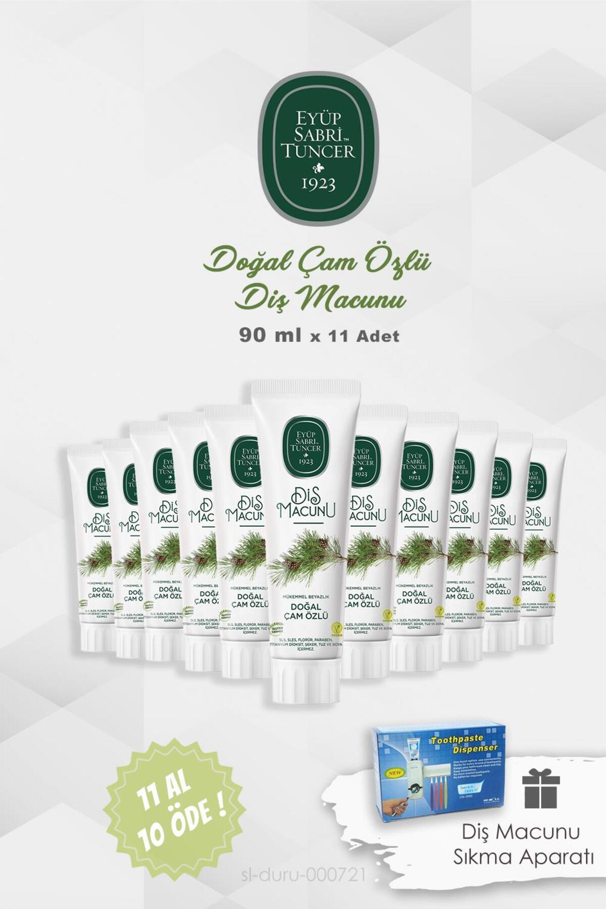 11 AL 10 ÖDE Diş Macunu Çam Özlü 90 ml ve Pratik Diş Macunu Aparatı