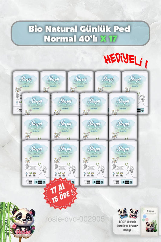 Bio Natural 17 AL 15 ÖDE Sleepy Günlük Ped Normal 40'lı ve Rosie