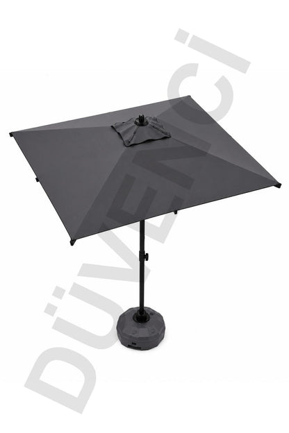 Alubrella Antrasit Kare Güneş Şemsiyesi, 210x210 / 8 Telli, BİDONLU