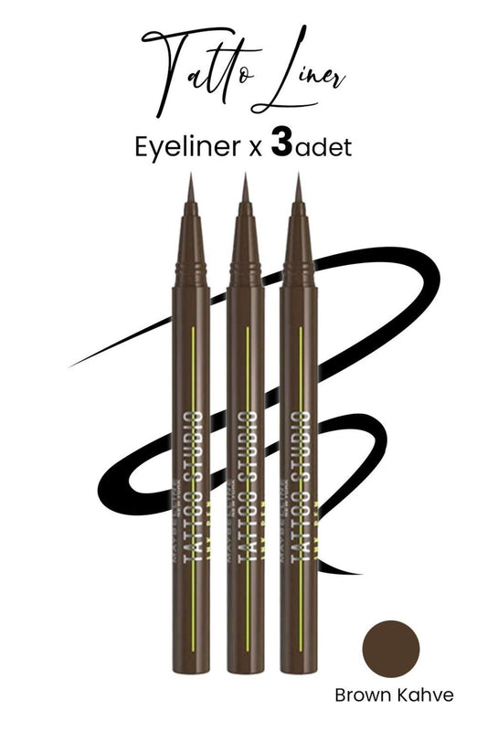 Maybelline Tattoo Liner Ink Pen Eyeliner - Brown Kahve x 3 Adet