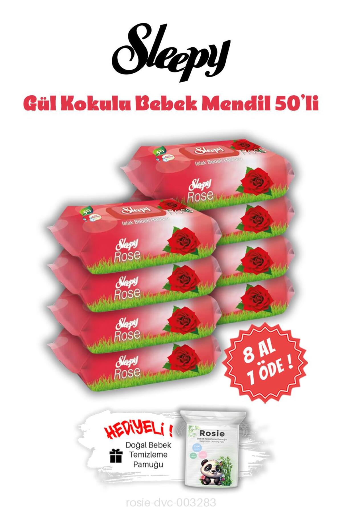 Gül Kokulu Islak Bebek Mendil 50'li 8 AL 7 ÖDE ve ROSIE