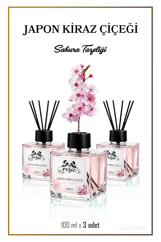 3'lü Japon Kiraz Çiçeği Çubuklu Oda Kokusu 100 ml