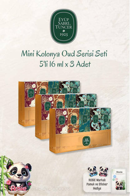 3'lü Mini Kolonya Oud Serisi Seti 5'li 16 ml ve ROSIE Pamuk 60'lı