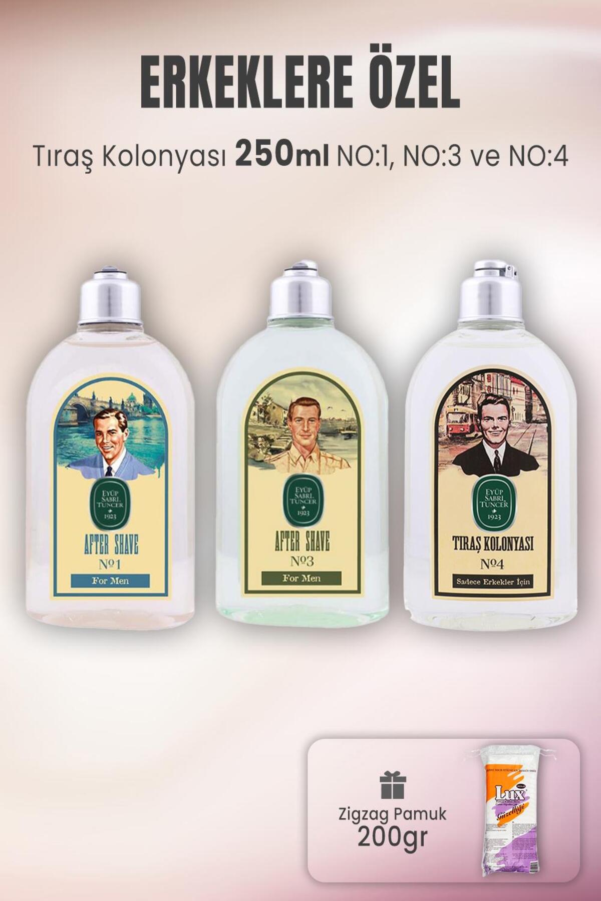 Tıraş Kolonyası Seti 1-3-4 ve Zigzag Pamuk 200 gr