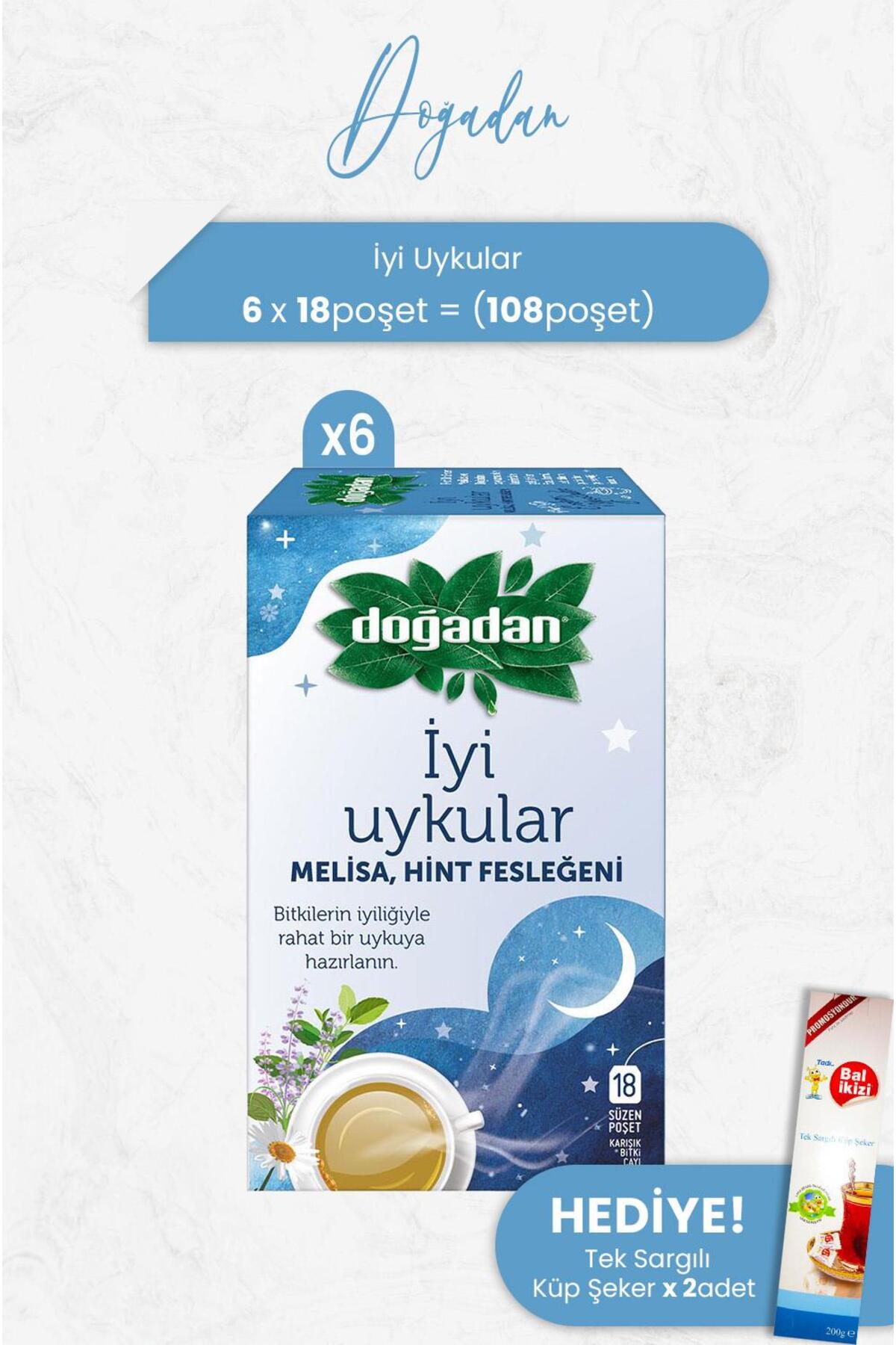 Iyi Uykular Çayı Melisa Ve Hint Fesleğeni X 6 Adet Ve Tek Sargılı Küp Şeker X 2 Adet