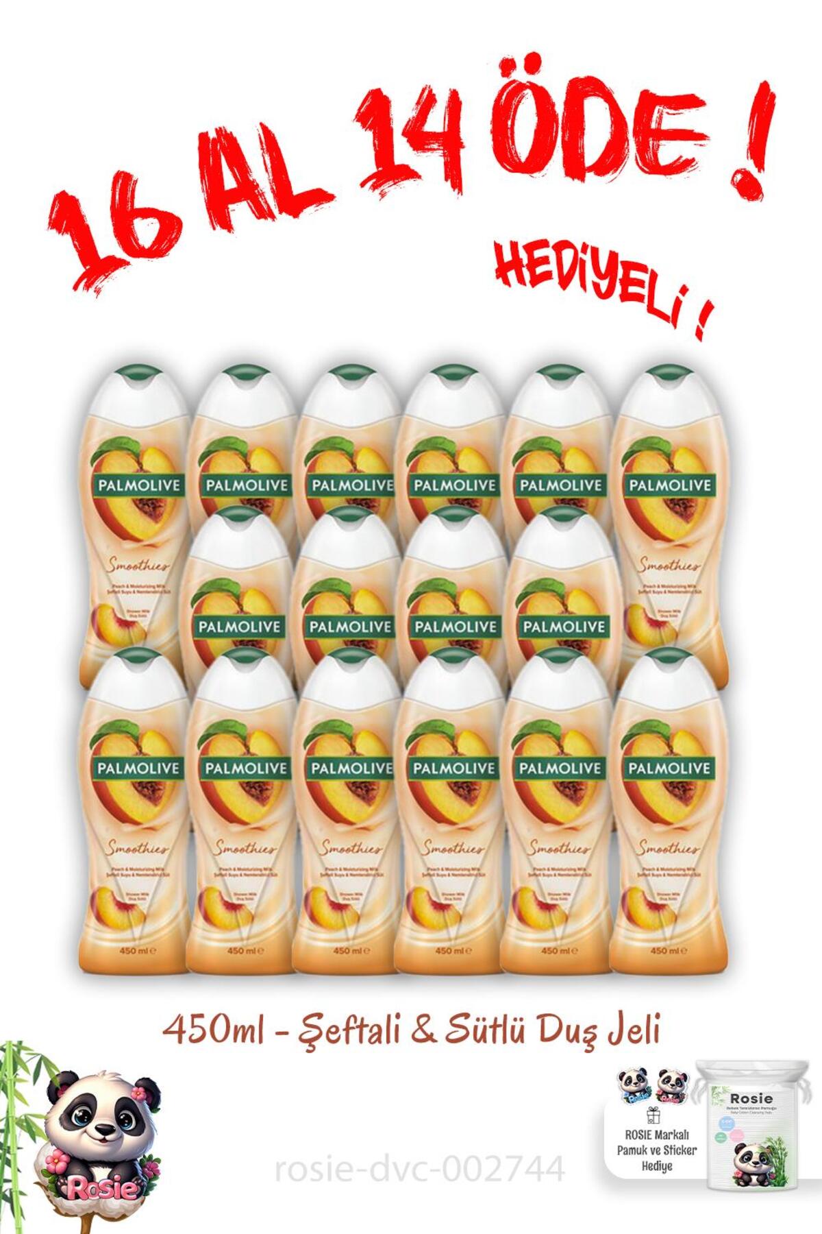 16 Al 14 Öde Duş Jeli Şeftali Ve Sütlü 450 ml ve Rosie Pamuk Hediye