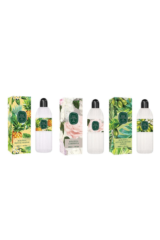 Kolonya Hawaii Ananas, Gardenya ve Ayvalık Zeytin Çiçeği Pet Şişe 400 ml
