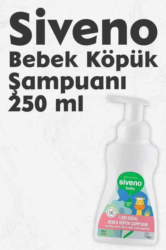 %100 Doğal Bebek Köpük Şampuanı Yenidoğan Saç ve Vücut İçin Nemlendirici Bitkisel Vegan 250 ml