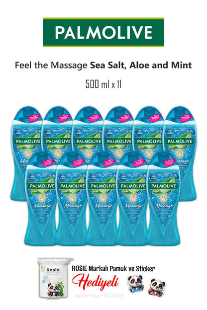 11 Adet 500 ml Sea Salt, Aloe Vera and Mint Duş Jeli ve ROSIE