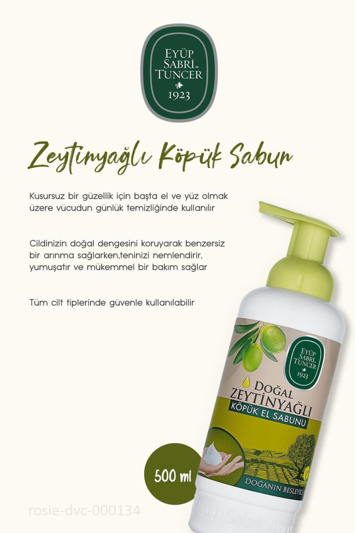 Doğal Zeytinyağlı Köpük El Sabunu 500 ml ve Doğal ROSIE Pamuk