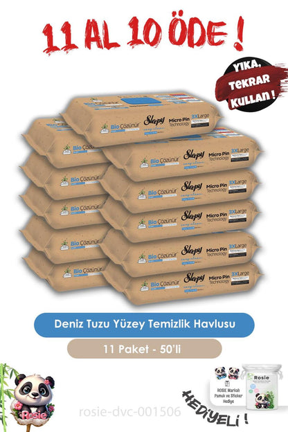 Bio Çözünür Deniz Tuzu 50'li 7 AL 6 ÖDE Yüzey Temizlik Havlusu ve ROSIE